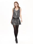Banana Republic Womens Gunmetal Drop Waist Dress Size 0 Petite - Silver Screen