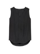 Banana Republic Womens Petite Soft Satin Pleated Drapey Tank Black Size Xs