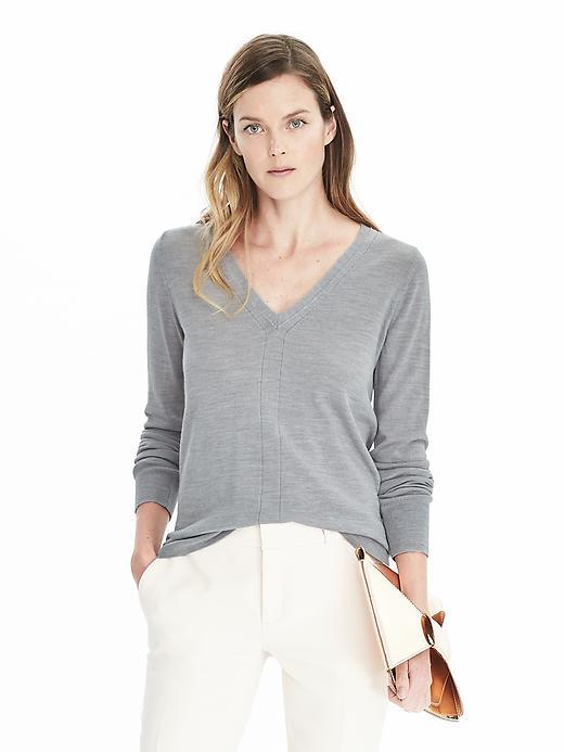 Banana Republic Womens Merino Sweater Vee - Gray