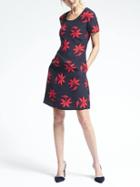 Banana Republic Womens Bold Floral Crepe Dress - Navy Combo