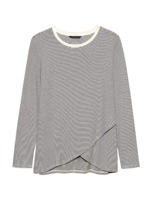 Banana Republic Womens Threadsoft Cross-front T-shirt Mini Stripe Size Xxl