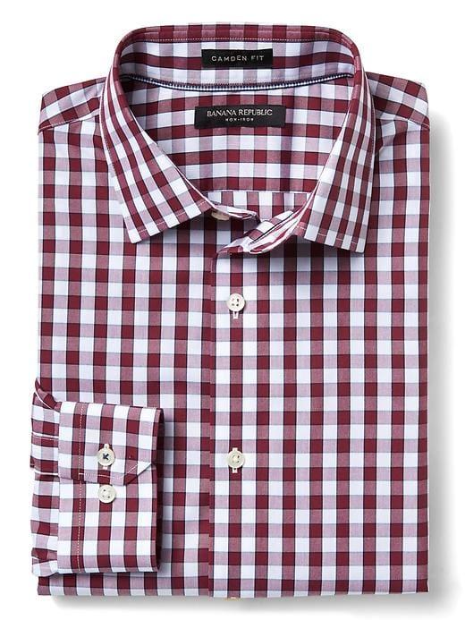 Banana Republic Mens Grant Fit Non Iron Gingham Shirt - School Red