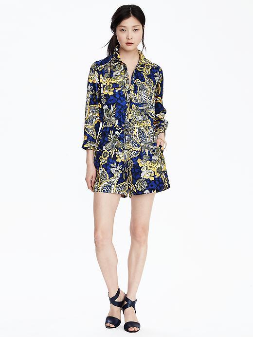 Banana Republic Limited Edition Long Sleeve Print Romper Size 0 Petite - Blue Print