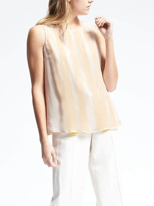 Banana Republic Womens Heritage Sleeveless Ribbon Top - Snow Day