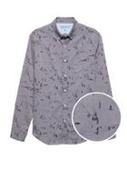 Banana Republic Mens Grant Slim-fit Luxe Poplin Ski Print Shirt Gray Size Xxl