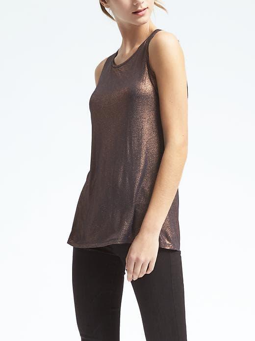 Banana Republic Womens Metallic Modal Crew Tank - Copper