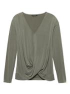 Banana Republic Womens Petite Sandwash Modal Blendtwist-front Top Fatigue Jacket Green Size S