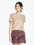Banana Republic Womens Foil Roll Sleeve Tee Size L - Organic Natural