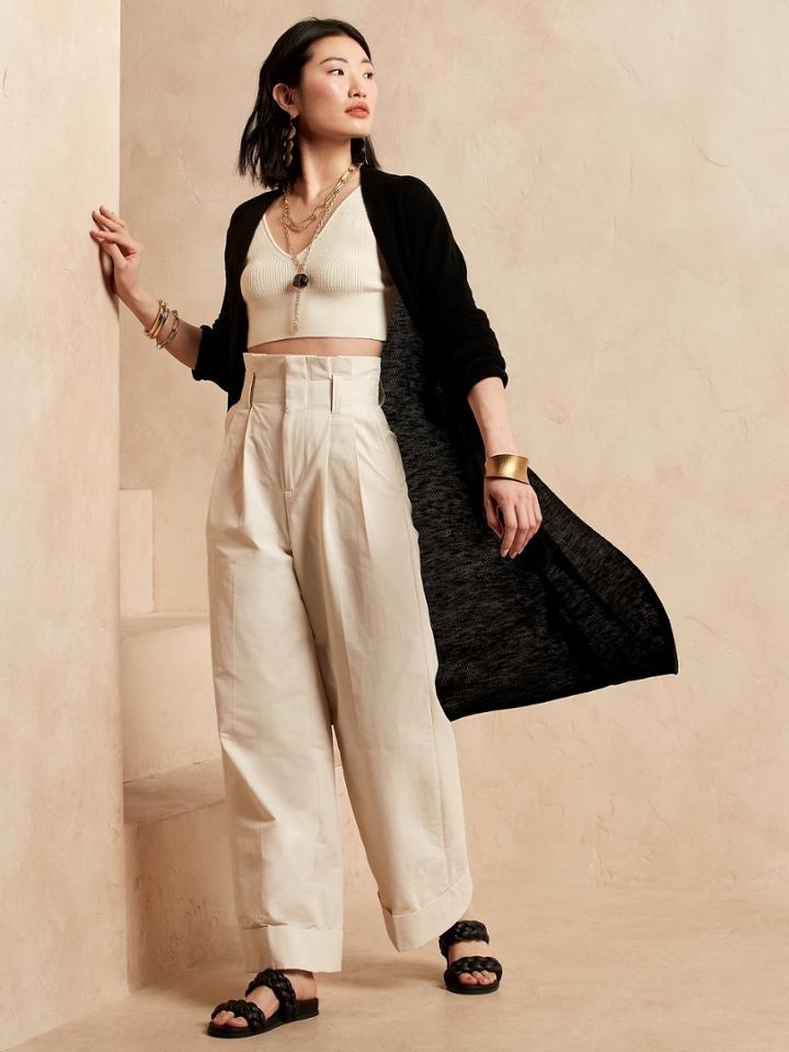 Petite Linen-blend Duster Cardigan
