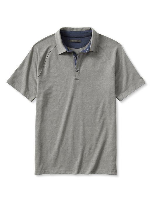 Banana Republic Mens Stretch Raglan Polo Size L Tall - Medium Gray Heather