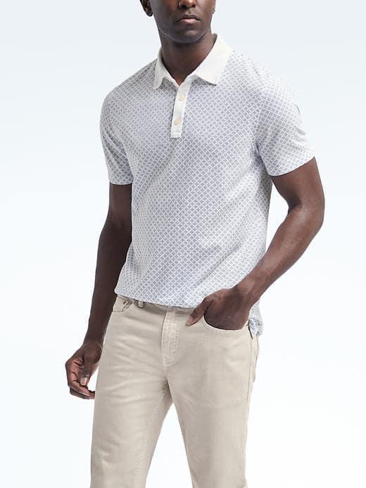 Banana Republic Luxury Touch Print Polo - White