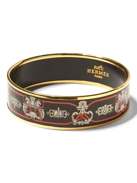 Banana Republic Mens Luxe Finds   Herms Gold Enamel Wide Bangle Black & Ecru Size One Size