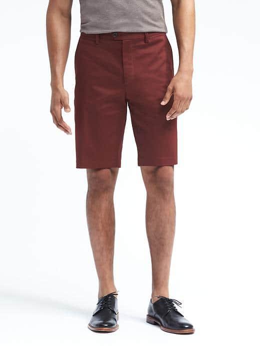 Banana Republic Mens Emerson Straight Luxe Stretch Short - Burgundy