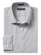 Banana Republic Mens Grant Fit Non Iron Micro Gingham Shirt Size L Tall - Urban Gray