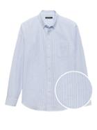 Banana Republic Mens Camden Standard-fit 100% Cotton Stripe Oxford Shirt Marfa Blue Size L