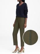 Banana Republic Womens Avery Straight-fit Pom-pom Side Ankle Pant Olive Size 0