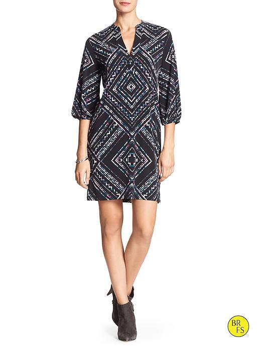 Banana Republic Womens Factory Print Tunic Dress Size L - Navy Print