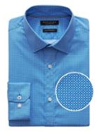 Banana Republic Mens Camden Standard-fit Supima Cotton Dot Shirt Damselfish Blue Size Xxs