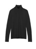 Banana Republic Womens Petite Threadsoft Color-blocked Turtleneck T-shirt Black & White Size M