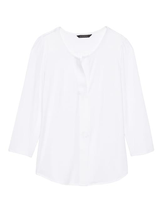 Banana Republic Womens Soft Sustainable Split-neck Top White Size M