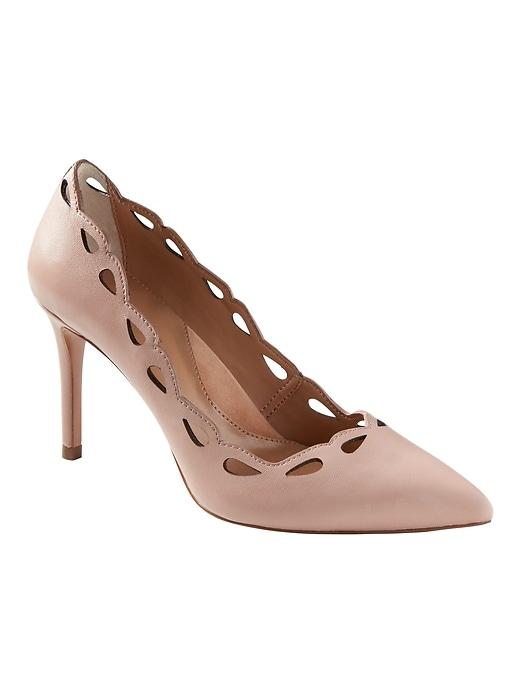 Banana Republic Womens Madison Laser-cut 12-hour Pump Taupe Leather Size 8