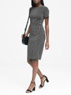 Banana Republic Womens Petite Side-button Bi-stretch Sheath Dress Black & White Size 00