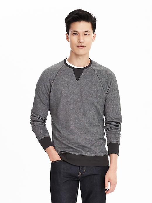 Banana Republic Mens Birdseye Pullover Crew Size L Tall - Moonless Night