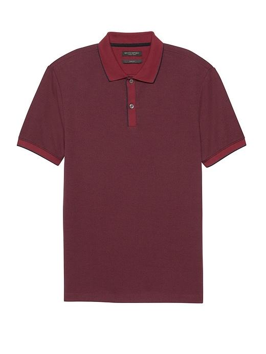Banana Republic Mens Slim Luxury-touch Jacquard Tipped Polo Shirt Burgundy Size Xxl