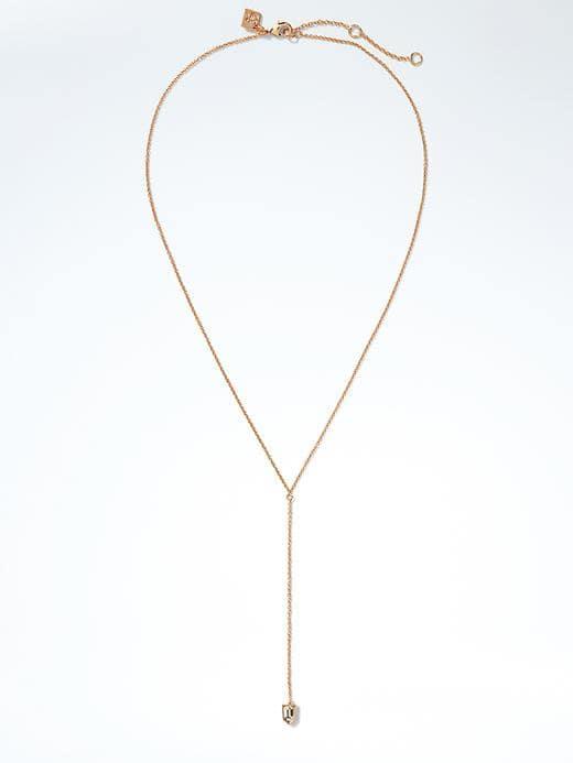 Banana Republic Delicate Shield Y Necklace - Rose Gold