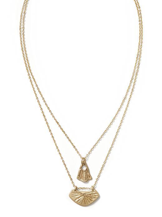 Banana Republic Womens Gingko Leaf Layered Necklace Size One Size - Brass