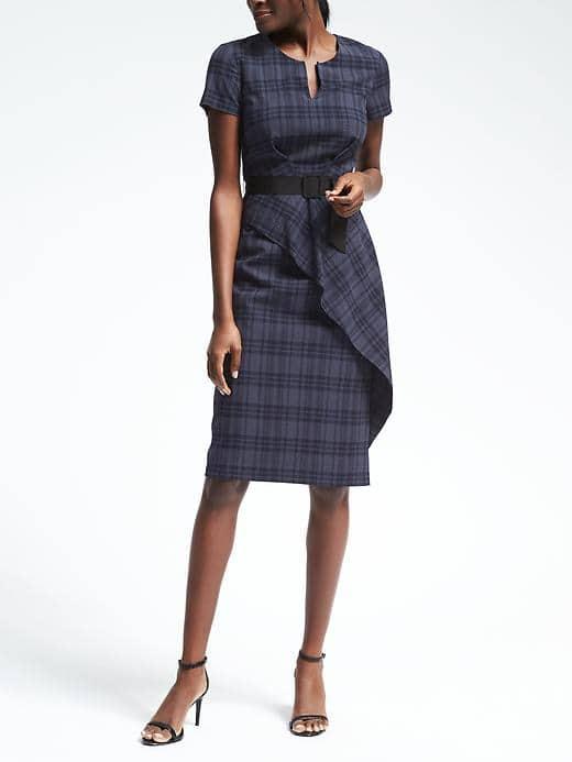 Banana Republic Womens Plaid Seersucker Dress - Plaid