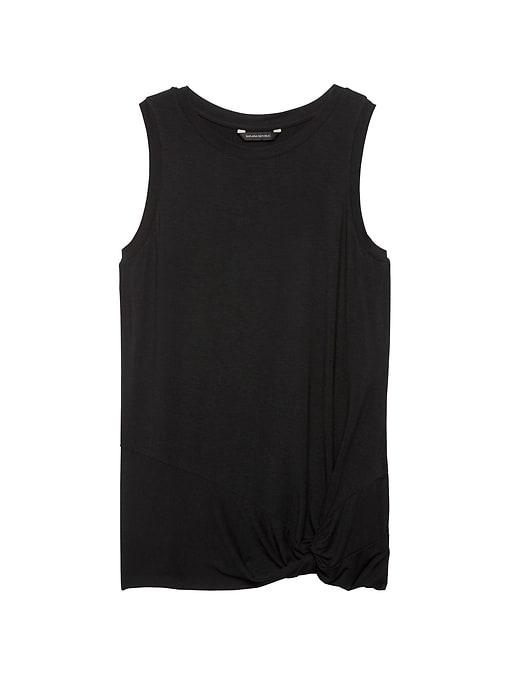 Banana Republic Womens Stretch-modal Twist Hem Tank Black Size L
