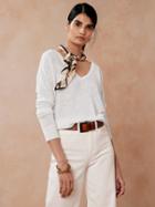 Linen-blend V-neck Sweater