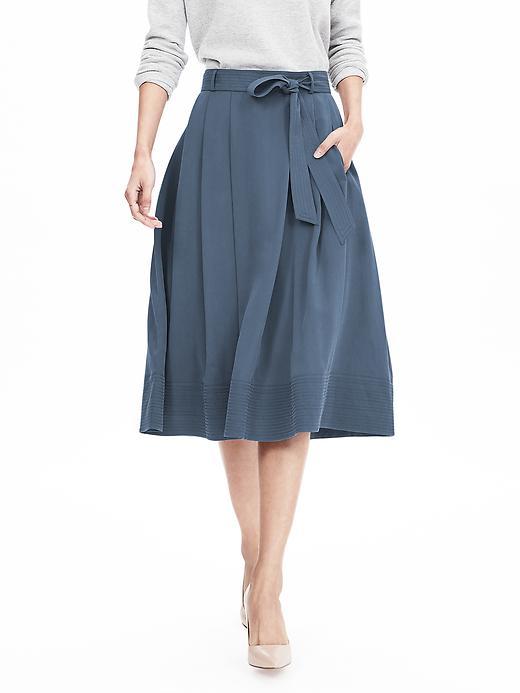 Banana Republic Womens Blue Belted Midi Skirt Size 0 - Blue Shadow