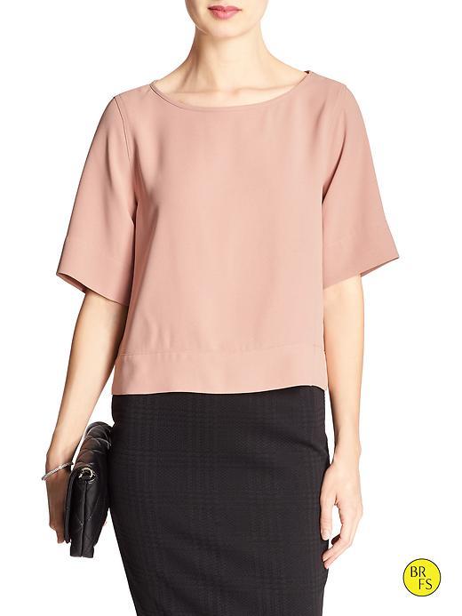 Banana Republic Factory Back Crossover Blouse Size L Petite - Blushing Pink