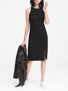 Banana Republic Womens Petite Stretch Racer-neck Sheath Dress Black Size 0