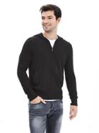 Banana Republic Mens Silk Cotton Cashmere Sweater Hoodie Size L Tall - Black