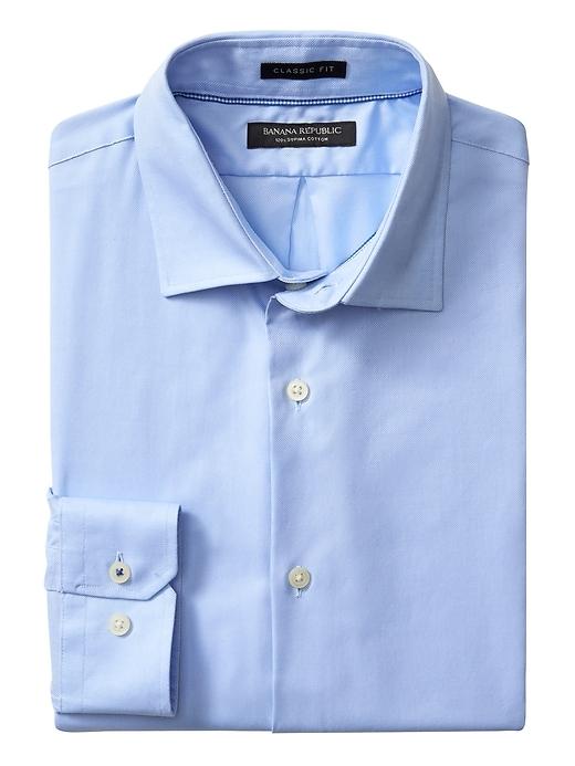 Banana Republic Mens Classic-fit Supima Cotton Textured Shirt Sky Blue Size M