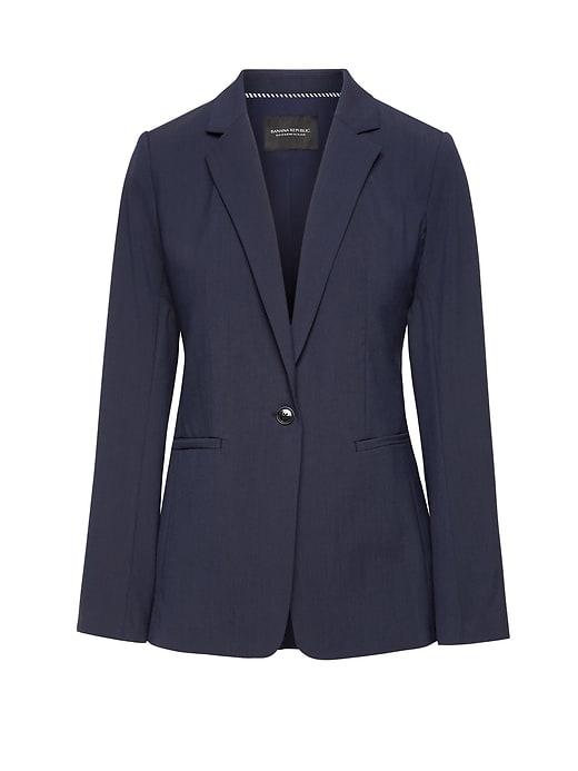 Banana Republic Womens Boyfriend-fit Machine-washable Italian Wool Blend Blazer Navy Size 0
