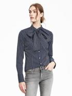 Banana Republic Womens Riley Fit Bow Shirt Size 8 Petite - Multi Stripe