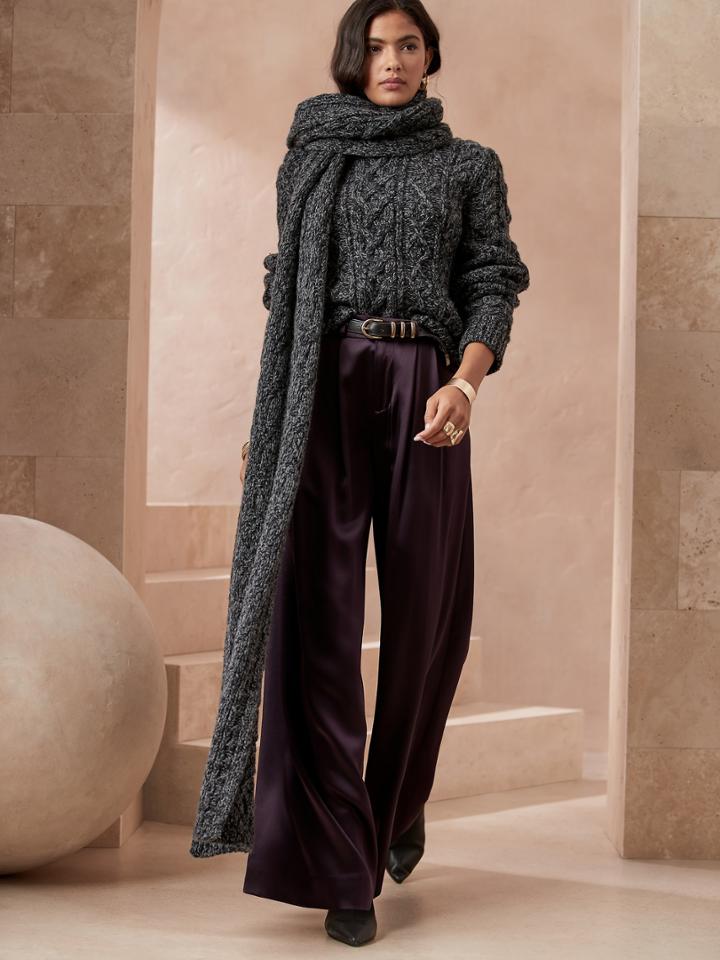 Petite Wide-leg Silk Pant