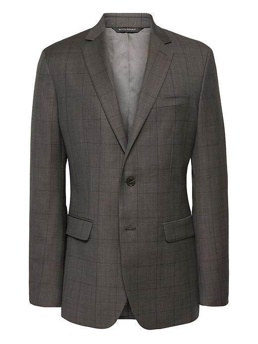 Banana Republic Mens Slim Windowpane Italian Wool Suit Jacket Cabin Brown Size 32