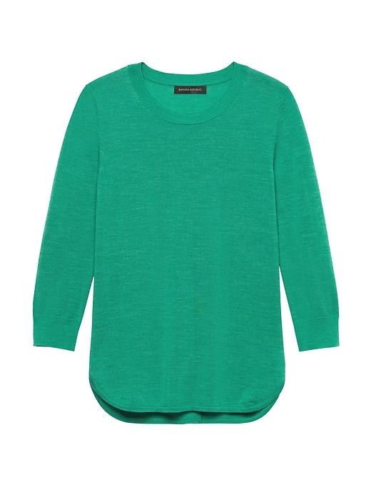 Banana Republic Womens Machine-washable Merino Curved-hem Sweater Kelly Green Size Xs