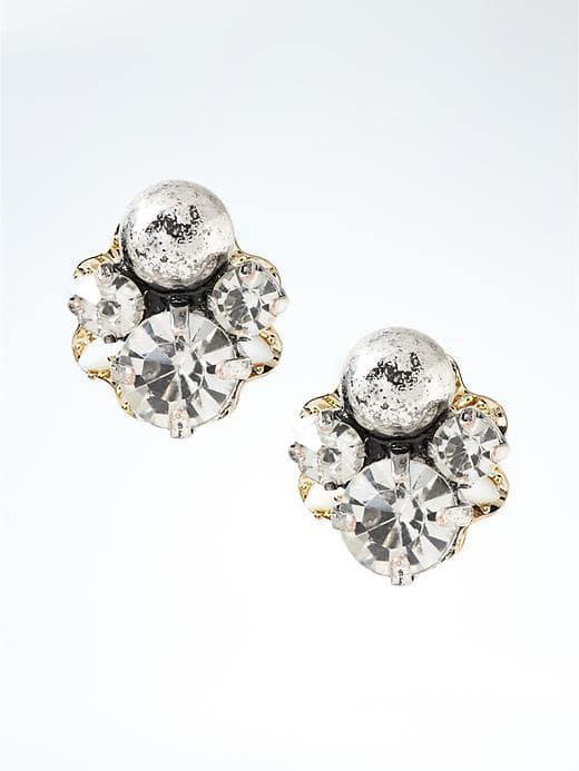 Banana Republic Womens Silver Sparkle Stud Earring - Silver