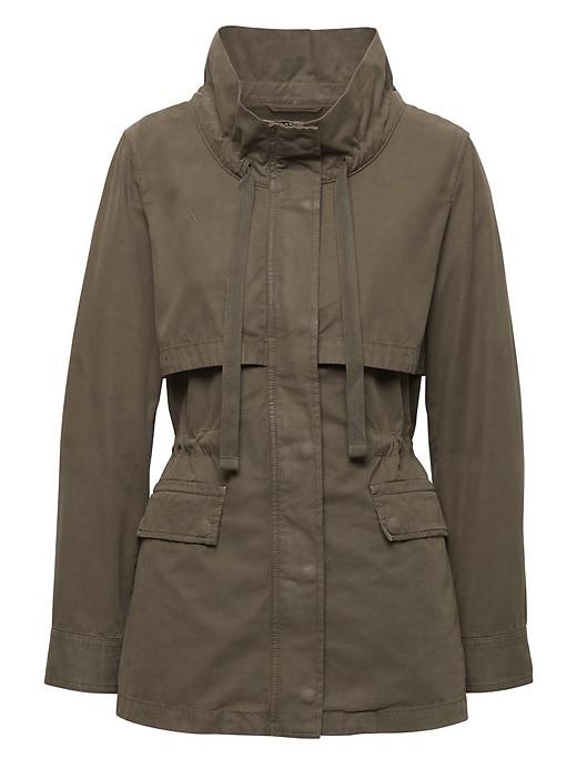 Banana Republic Womens Lightweight Twill Utility Jacket Army Jacket Green Size L