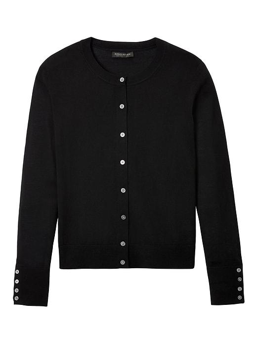 Banana Republic Womens Machine Washable Merino Button Cuff Cardigan - Black