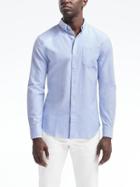 Banana Republic Mens Grant Slim Fit Cotton Stretch Oxford Shirt - Light Blue