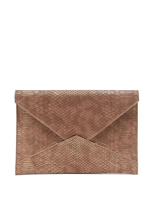 Banana Republic Metallic Snake Effect Medium Envelope Pouch - Rose Gold