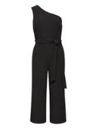 Banana Republic Womens Petite Cropped One-shoulder Jumpsuit Black Size 4