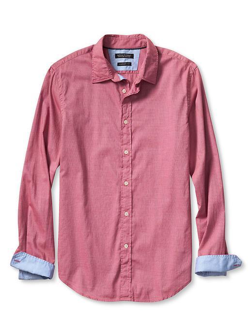 Banana Republic Mens Camden Fit Custom 078 Wash Red Shirt Size L Tall - Light Red Rhine